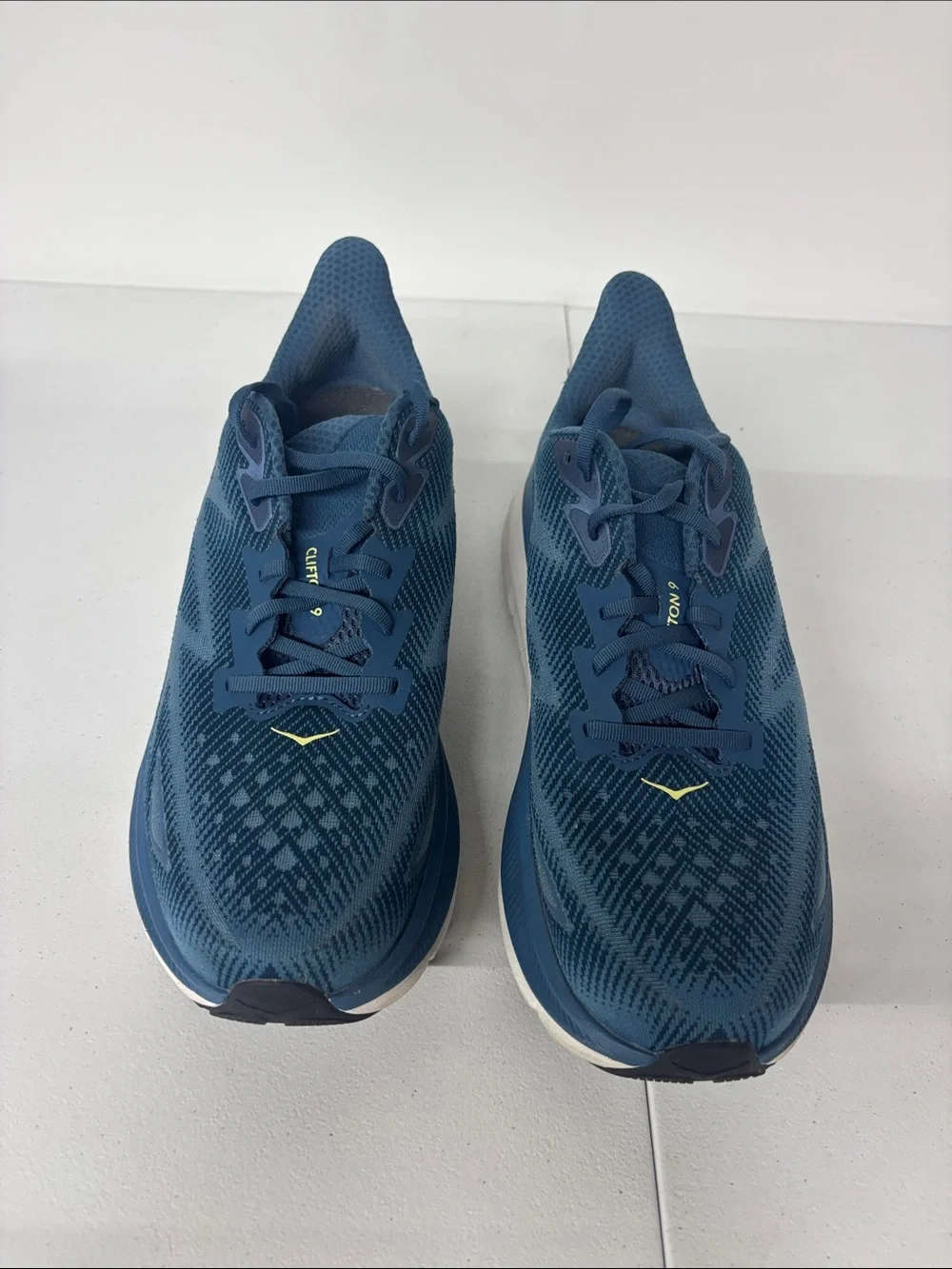 Hoka Blue Running Shoes with Yellow Logo